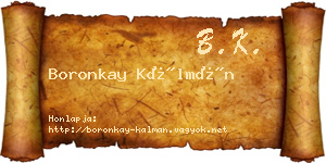 Boronkay Kálmán névjegykártya