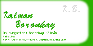 kalman boronkay business card